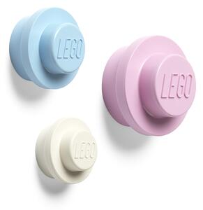 LEGO věšák na zeď, 3 ks - bílá, světle modrá, růžová
