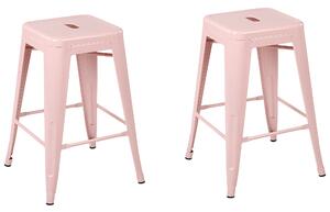 Sada 2 ocelových barových stoliček 60 cm růžové CABRILLO
