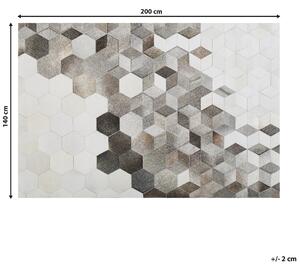 Šedý kožený koberec 140 x 200 cm SASON