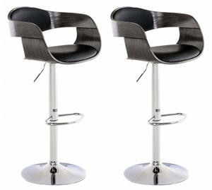2 ks / set barová židle Kingston syntetická kůže, černá/šedá