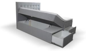 Čalouněná postel s úložným prostorem a šuplíky 200x200 GARIK - starorůžová