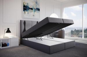Prošívaná manželská postel s vysokým čelem 180x200 BARBI - šedá