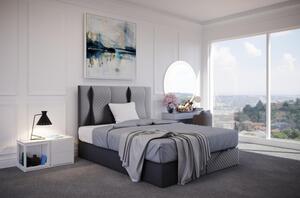Prošívaná manželská postel s vysokým čelem 160x200 BARBI - šedá