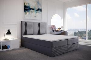 Prošívaná manželská postel s vysokým čelem 160x200 BARBI - šedá