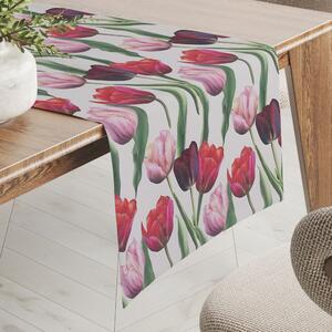 Biante Dekorační běhoun na stůl Terra TRA-001 Tulipány na kouřově šedém 20x120 cm