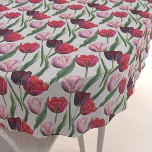 Biante Dekorační oválný ubrus Terra TRA-001 Tulipány na kouřově šedém 50x100 cm