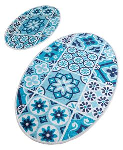 Modré koupelnové předložky v sadě 2 ks 60x100 cm Ceramic – Foutastic