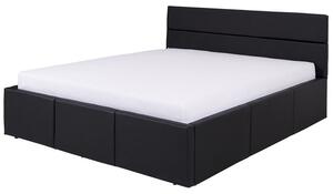 Manželská postel 160x200 CHEMUNG - černá ekokůže