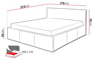 Manželská postel 160x200 CHEMUNG - černá ekokůže