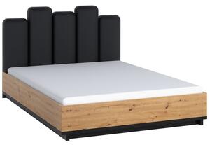 Manželská postel 160x200 DELAWARE - dub artisan / matná černá