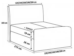 Jednolůžková postel CHLOE - 120x200, červená + topper ZDARMA
