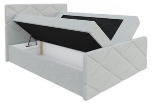 Postel s matrací a roštem HALKA - 120x200, bílá eko kůže + topper ZDARMA