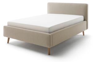Taupe čalouněná dvoulůžková postel s úložným prostorem s roštem 140x200 cm Mattis – Meise Möbel