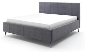 Antracitová čalouněná dvoulůžková postel s úložným prostorem s roštem 180x200 cm Lizzano – Meise Möbel