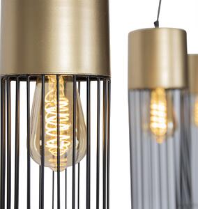 Designová závěsná lampa černá se zlatým 3-světlem - Maura