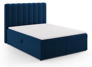 Tmavě modrá boxspring postel s úložným prostorem 160x200 cm Gina – Milo Casa