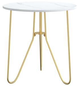 Čajový stolek zlatý a bílý mramor 48 cm MDF a železo