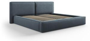 Tmavě modrá čalouněná dvoulůžková postel s úložným prostorem a roštem 180x200 cm Arendal – Cosmopolitan Design