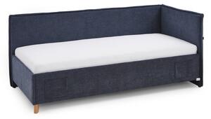 Tmavě modrá čalouněná rohová dětská postel s úložným prostorem s roštem 90x200 cm Fun – Meise Möbel