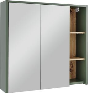 Skříňka se zrcadlem do koupelny Vicco Viola Zelená/umělecká 80 x 75 cm s otevřenými policemi, Model 54862