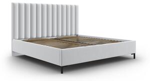 Světle šedá čalouněná dvoulůžková postel s úložným prostorem s roštem 180x200 cm Casey – Mazzini Beds