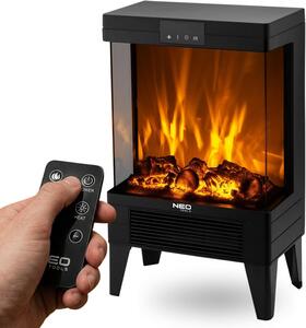 NEO TOOLS Elektrický krb, 2000W, topný ventilátor, efekt plamene, dálkové ovládání, časovač