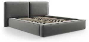Šedá sametová čalouněná dvoulůžková postel s úložným prostorem s roštem 180x200 cm Arendal – Cosmopolitan Design