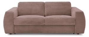 Růžová manšestrová pohovka na každodenní spaní/rozkládací 220 cm Hugo – Bobochic Paris