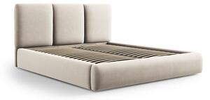 Krémová sametová čalouněná dvoulůžková postel s úložným prostorem s roštem 200x200 cm Brody – Mazzini Beds