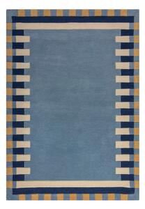 Modrý ručně tkaný vlněný koberec 200x290 cm Kai Wool Border – Flair Rugs