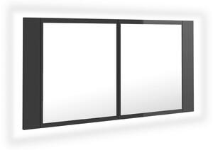 LED koupelnová skříňka se zrcadlem lesklá šedá 90x12x45cm akryl