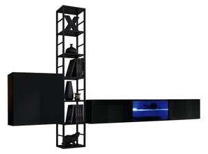 Obývací stěna s kovovými prvky RIONATA 6 - černá