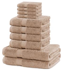 DecoKing - Sada bavlněných ručníků Béžová MARINA HLADKÉ-2*70x140+4*50x100+4*30X50
