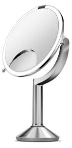 Kosmetické zrcátko Simplehuman Sensor TRIO, LED osvětlení, 1x/5x/10, dobíjecí, matná nerez