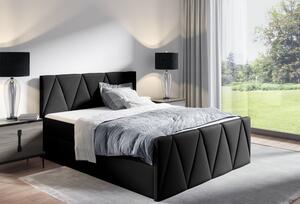 Manželská postel GISELA LUX - 180x200, černá + topper ZDARMA
