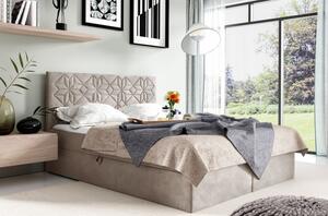 Manželská postel KVETA - 180x200, béžová + topper ZDARMA