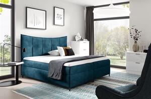 Boxspringová postel IRINI - 160x200, modrá + topper ZDARMA