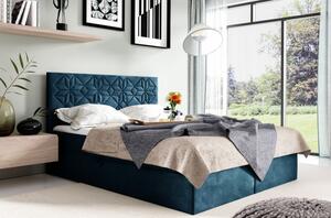 Manželská postel KVETA - 200x200, modrá + topper ZDARMA
