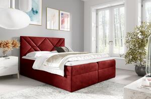Boxspringová postel ASKOT - 200x200, červená + topper ZDARMA