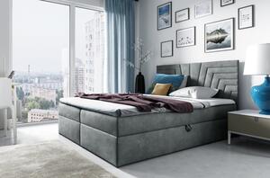 Čalouněná postel s prošívaným čelem SUSANA - 200x200, šedá + topper ZDARMA