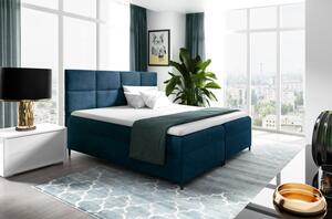 Postel boxspring s úložným prostorem BRIGITA - 200x200, modrá + topper ZDARMA