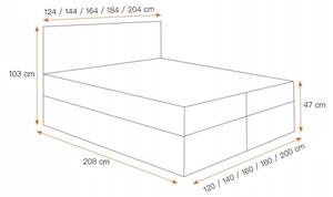 Čalouněná postel ZOE - 200x200, béžová 1 + topper ZDARMA
