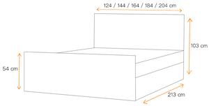Čalouněná postel TIBOR LUX - 180x200, červená + topper ZDARMA