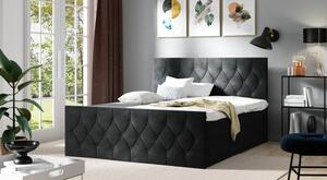 Čalouněná postel TIBOR LUX - 160x200, černá + topper ZDARMA