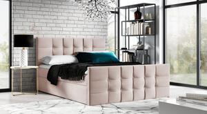 Čalouněná boxspringová postel IVANA 1 LUX - 140x200, růžová + topper ZDARMA