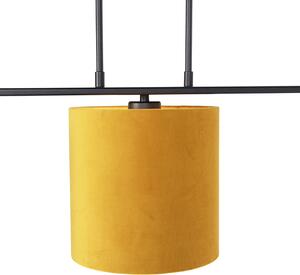 Závěsná lampa s velurovými odstíny žluté se zlatem 20cm - Combi 3 Deluxe