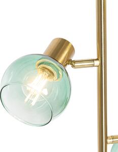 Stojací lampa ve stylu Art Deco zlatá se zeleným sklem 3 světla - Vidro