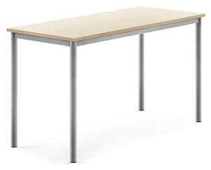 AJ Produkty Stůl SONITUS, 1400x600x760 mm, stříbrné nohy, HPL deska tlumící hluk, bříza