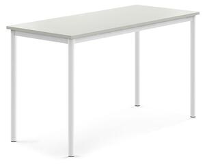 AJ Produkty Stůl SONITUS, 1400x600x760 mm, bílé nohy, HPL deska tlumící hluk, šedá