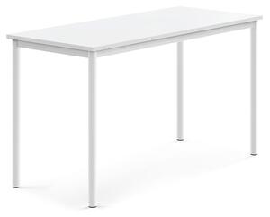 AJ Produkty Stůl SONITUS, 1400x600x760 mm, bílé nohy, HPL deska tlumící hluk, bílá